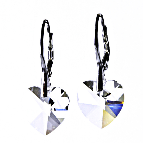 Stříbrné náušnice, šperky, Swarovski krystal, patent (čiré 14 mm)NK 1295 