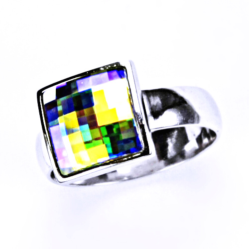 Stříbrný prsten, šperky, krystal Swarovski (AB crystal)T 1305 