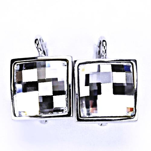 Stříbrné náušnice, šperky, Swarovski krystal, patent (bílé)NK 1305 