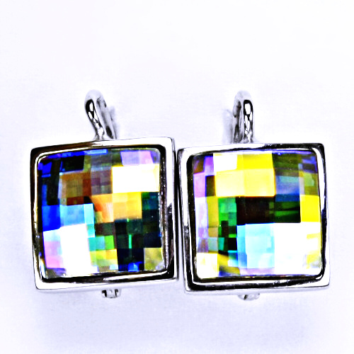 Stříbrné náušnice, šperky, Swarovski krystal, patent (AB Crystal)NK 1305 