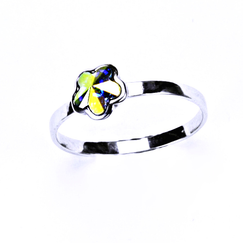Stříbrný prsten s krystalem Swarovski ( AB Crystal 6 mm)T 1297