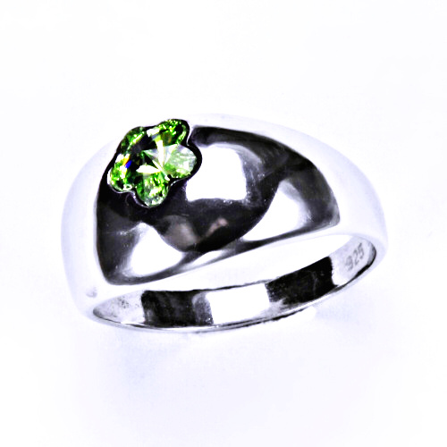 Stříbrný prsten s krystalem Swarovski (kytička 6 mm - Chryzolit)T 1301