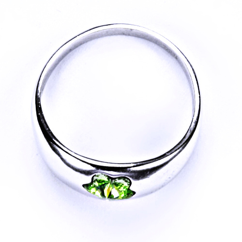 Stříbrný prsten s krystalem Swarovski (kytička 6 mm - Chryzolit)T 1301