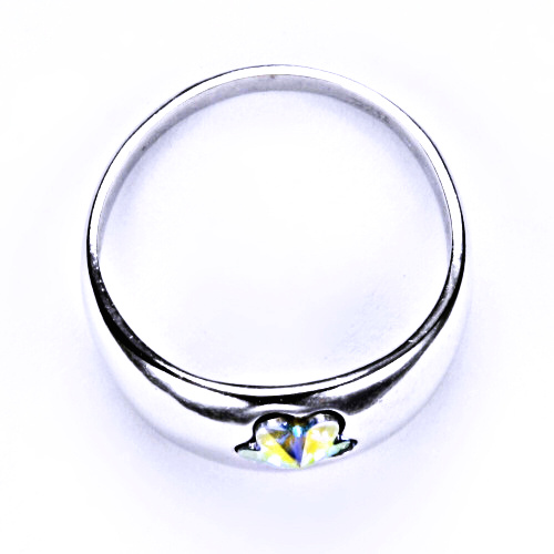 Stříbrný prsten s krystalem Swarovski ( kytička 6 mm - AB Crystal)T 1301