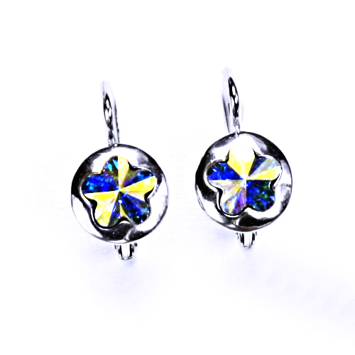 Stříbrné náušnice, šperky, Swarovski krystal AB, patent, NK 1300 