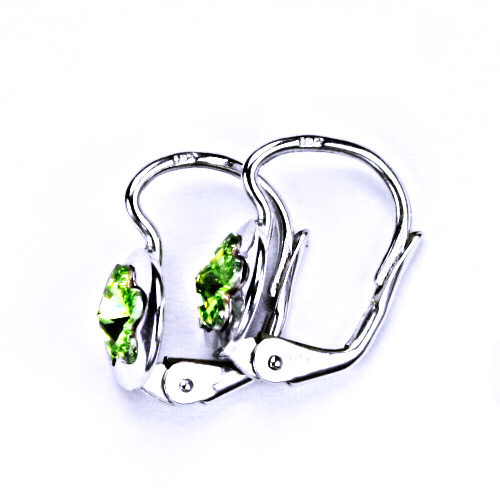 Stříbrné náušnice, šperky, Swarovski krystal peridot, patent, NK 1300