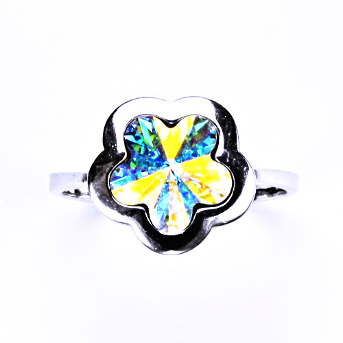Stříbrný prsten s krystalem Swarovski (AB Crystal 10 mm)T 1296