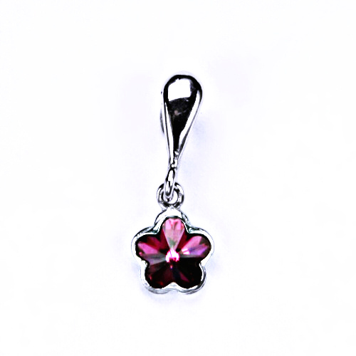 Stříbrný přívěšek s krystalem Swarovski (kytička 6 mm Fuchsia) P 1297/22 