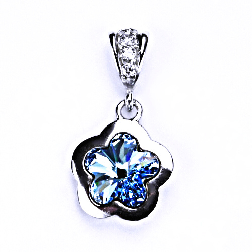 Stříbrný přívěšek s krystalem Swarovski (Akvamarin10 mm) P 1296/2 