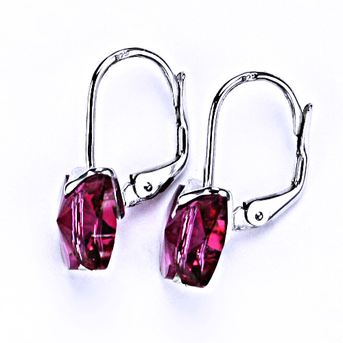 Náušnice stříbrné na patent s krystalem Swarovski-motýlek 10mm(barva Fuchsie)NK 1307