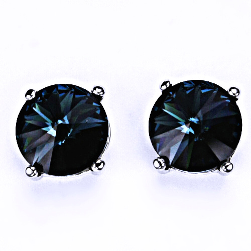 Stříbrné náušnice na šroubek s krystaly Swarovski Rivoli ( barva Montana)NŠ 1188 