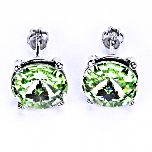 Stříbrné náušnice na šroubek s krystaly Swarovski Rivoli ( barva Chryzolit)NŠ 1188