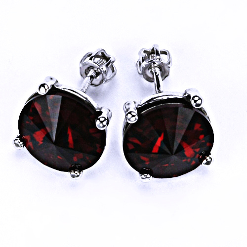Stříbrné náušnice na šroubek s krystaly Swarovski Rivoli ( barva Siam)NŠ 1188