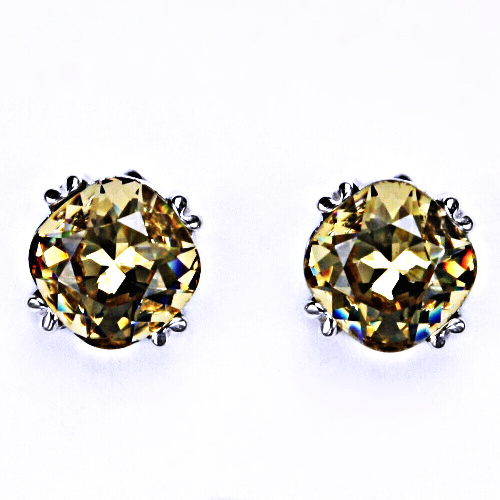 Stříbrné náušnice, Swarovski krystal, šroubek(light smoked topaz)NŠ 1225 