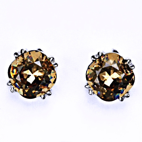 Stříbrné náušnice, Swarovski krystal, šroubek, NŠ 1225 Golden shade 