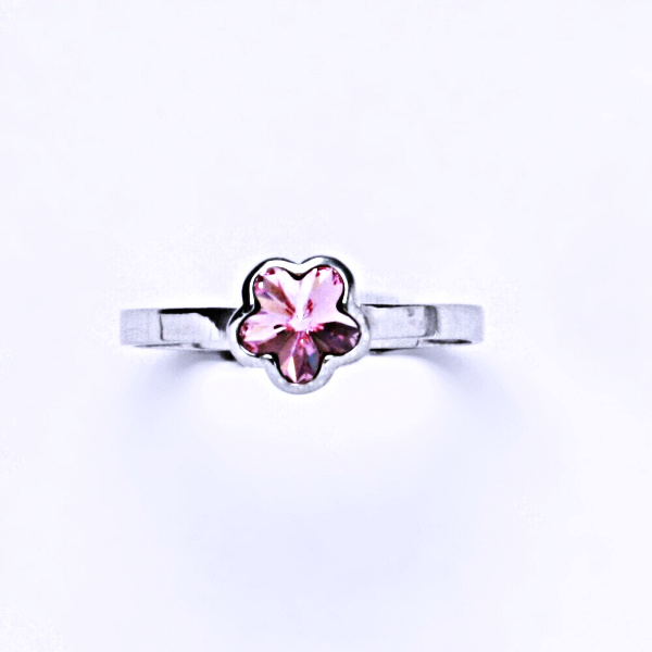 Stříbrný prsten s krystalem Swarovski (Light rose 6 mm)T 1297