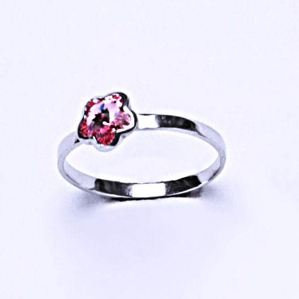 Stříbrný prsten s krystalem Swarovski (Light rose 6 mm)T 1297 