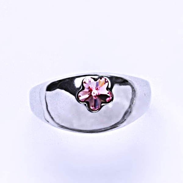 Stříbrný prsten s krystalem Swarovski ( kytička 6 mm - Light rose)T 1301