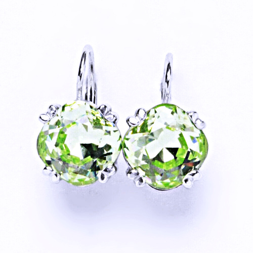Stříbrné náušnice na patent s krystaly Swarovski (barva Chryzolit)NK 1225 