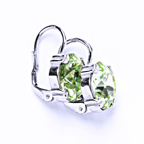 Stříbrné náušnice na patent s krystaly Swarovski (barva Chryzolit)NK 1225