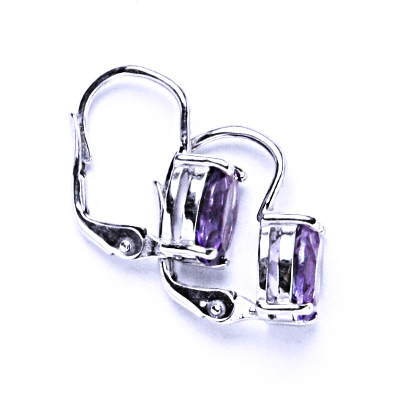 Stříbrné náušnice na patent, přírodní ametyst světlý, NK 1245 