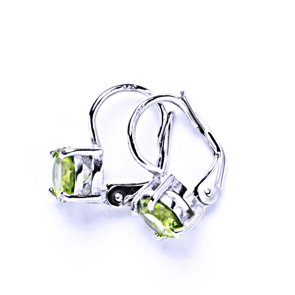 Stříbrný náušnice, přírodní olivín, náušnice na patent, NK 1250 