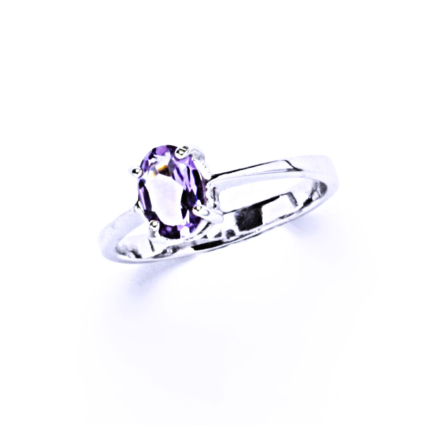 Stříbrný prsten, přírodní ametyst světlý, prstýnek ze stříbra, T 1246 
