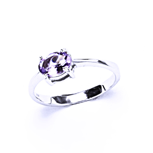 Stříbrný prsten, stříbro, prstýnek ze stříbra, přírodní ametyst světlý, T 1246