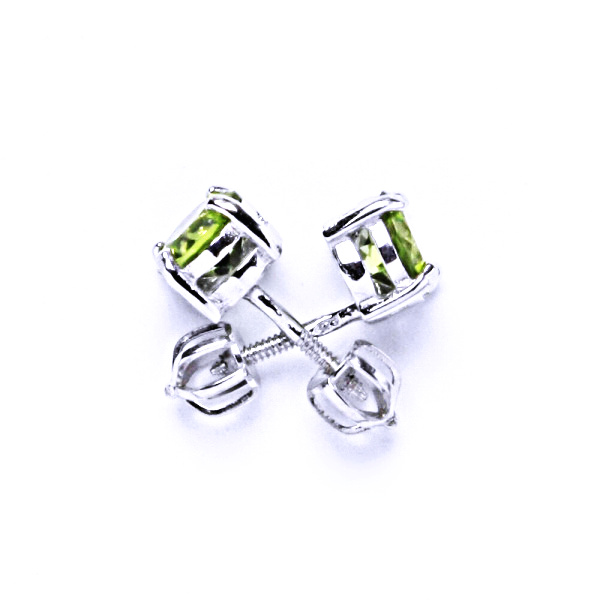 Stříbrné náušnice, přírodní olivín, náušnice na šroubek, NŠ 1250 