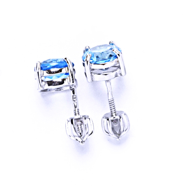 Stříbrné náušnice, přírodní topaz swiss, náušnice na šroubek, NŠ 1252