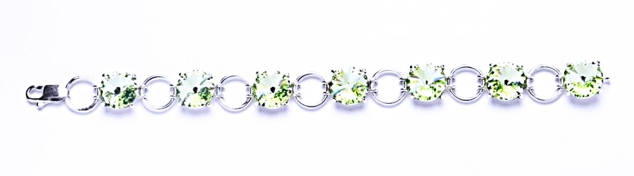 Stříbrný náramek s krystaly Swarovski Rivoli (Chryzolit)R 1188