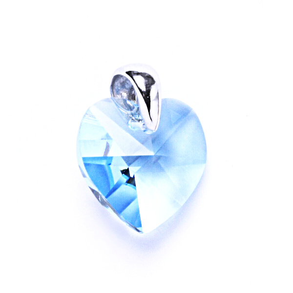 Stříbrný přívěsek s krystalem Swarovski (srdce 17 mm - akvamarin), P 1302 