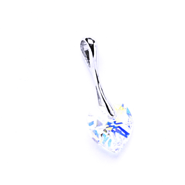 Stříbrný přívěšek,šperky, Swarovski krystal (srdce AB crystal 10mm) P 1295