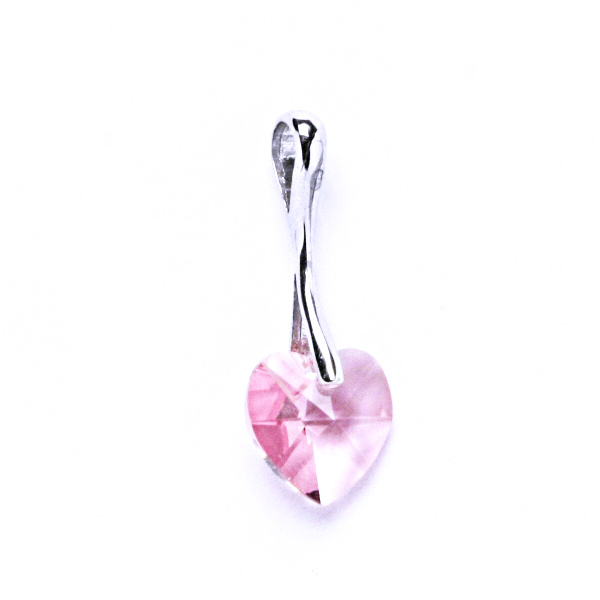 Stříbrný přívěšek,šperky, Swarovski krystal ( srdce light rose 10mm) P 1295 