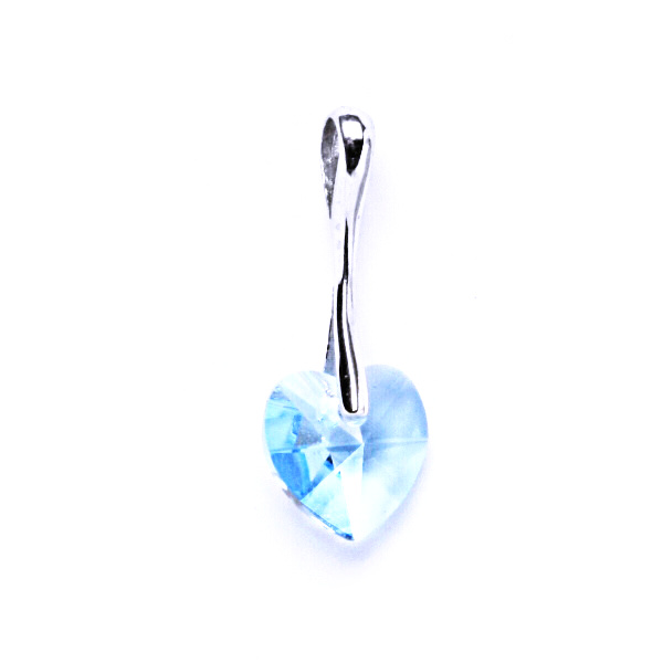 Stříbrný přívěšek,šperky, Swarovski krystal akvamarín, srdce, P 1295