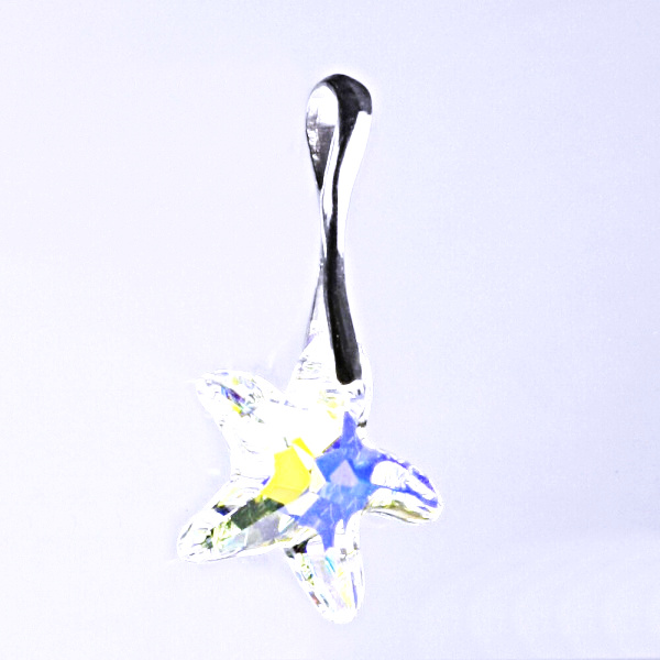 Stříbrný přívěšek,šperky, Swarovski krystal(mořská hvězda AB crystal 16 mm)P 1295