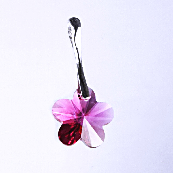 Stříbrný přívěšek, Swarovski krystal (kytička fuchsie 14mm), P 1295