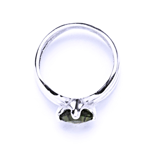Stříbrný prsten vltavín 6x6mm, T 1265
