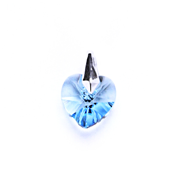 Stříbrný přívěsek s krystalem Swarovski (srdce 10 mm akvamarín) P 1310 