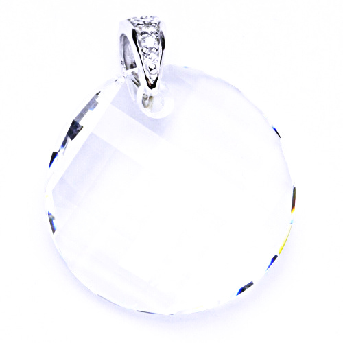 Stříbrný přívěsek s krystalem Swarovski (kolečko 28 mm čiré brus)P 1306