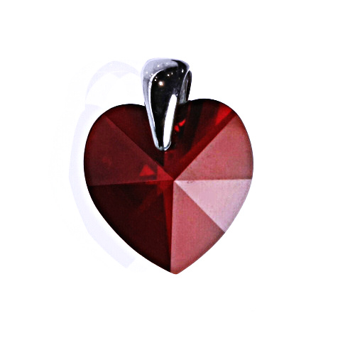 Stříbrný přívěsek s krystalem Swarovski siam, srdce, P 1302