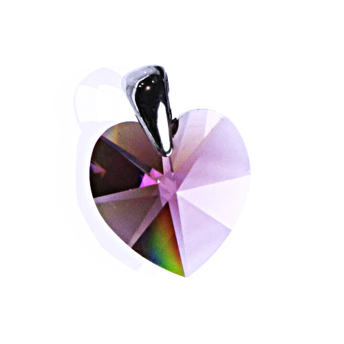 Stříbrný přívěsek s krystalem Swarovski ametyst, srdce, P 1302