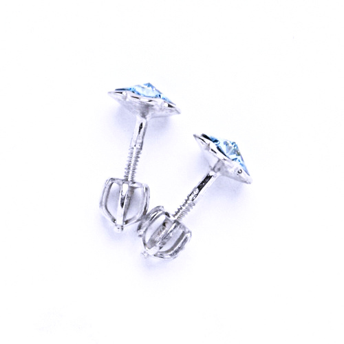 Stříbrné náušnice na šroubek s krystaly Swarovski (Akvamarín)NŠ 1297 