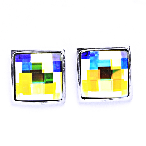 Stříbrné náušnice na šroubek s krystaly Swarovski (AB crystal)NŠ 1305 