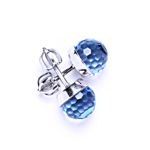 Náušnice stříbrné s krystalem Swarovski akvamarín disco koule NŠ 1311