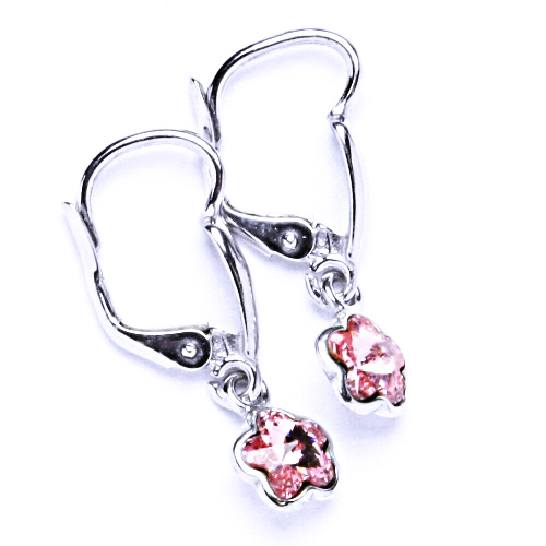 Náušnice stříbrné patent s krystalem Swarovski 2 light rose, NK 1297/20 