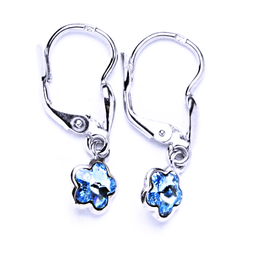 Náušnice stříbrné patent s krystalem Swarovski akvamarin, NK 1297/20 