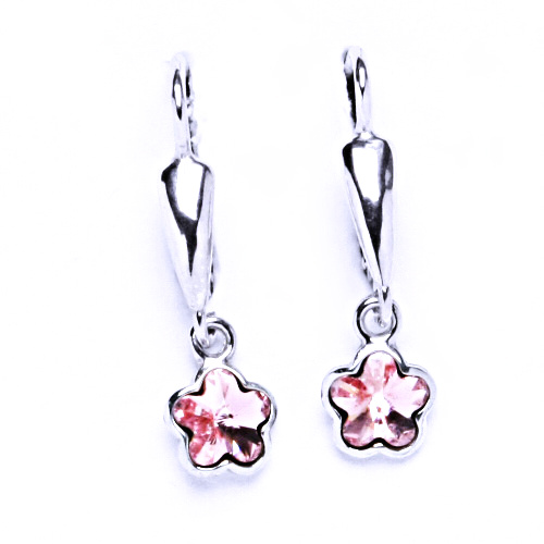 Náušnice stříbrné patent s krystalem Swarovski 2 light rose, NK 1297/20 