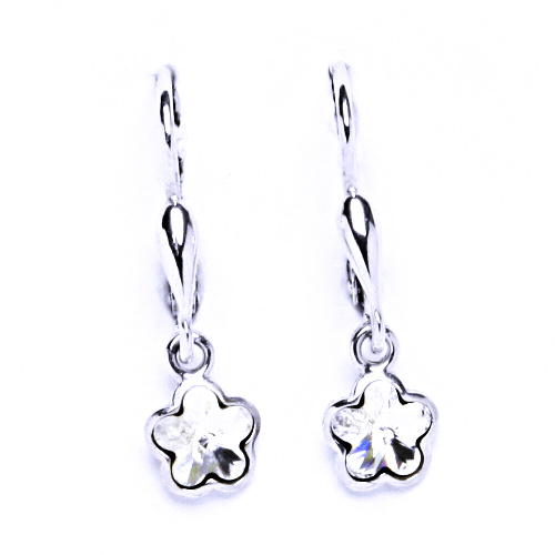 Náušnice kytička s krystalem Swarovski 6 mm čirý krystal NK 27/1297