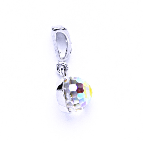 Přívěšek stříbrný s krystalem Swarovski koule disco krystal AB, P 1311
